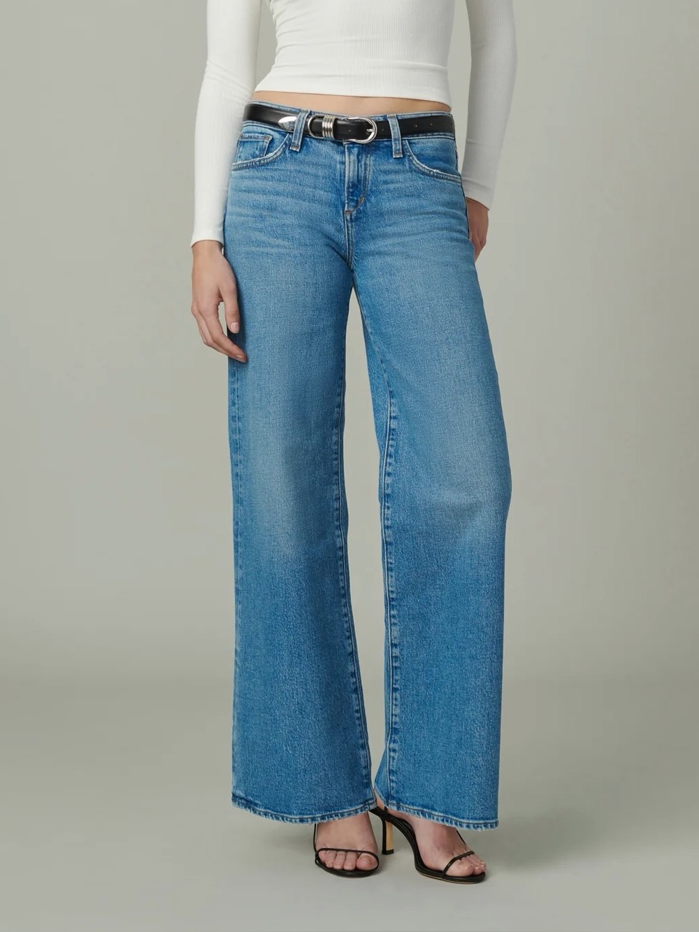Joe’s Lou Lou Low Rise Wide Leg Jeans Stand By Medium Wash